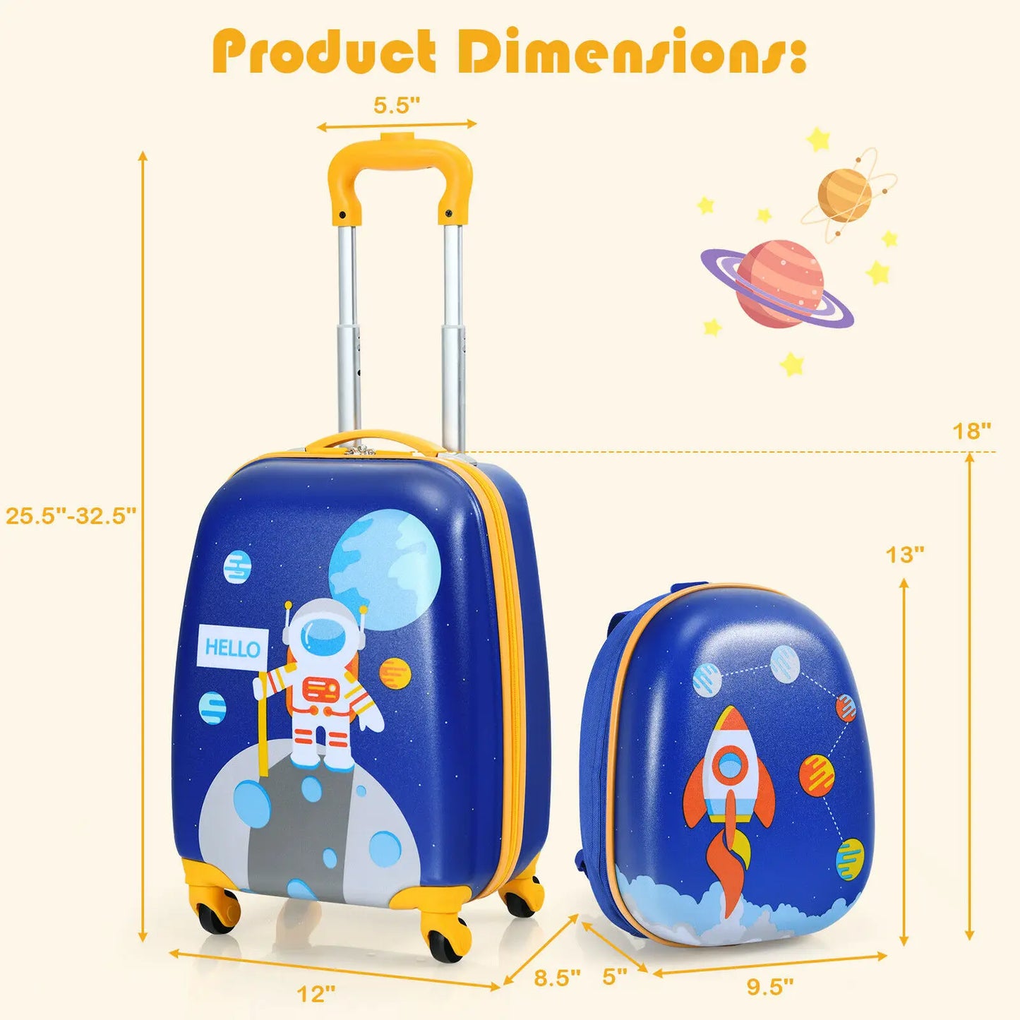 2PC Kids Carry-On Luggage Set