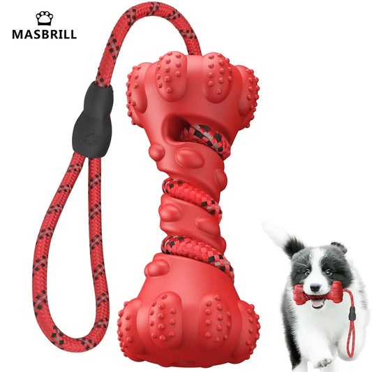 Dog Interactive Rubber Dumbbell Chewing Toy Tooth Cleaning Indestructible