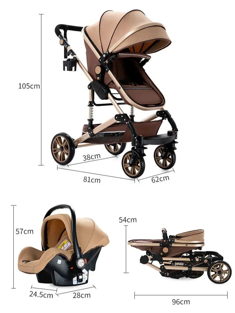 3 in 1 baby stroller carriage crib car safety seat with car base