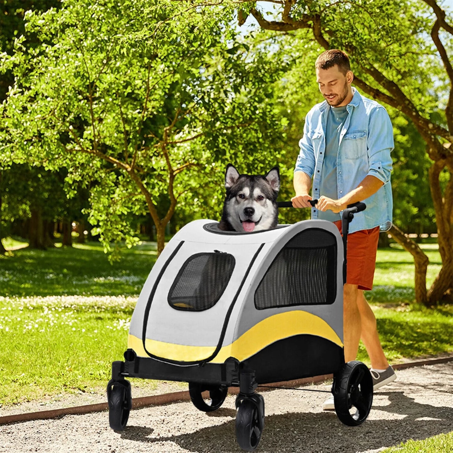 4-Wheeled Foldable Pet Stroller