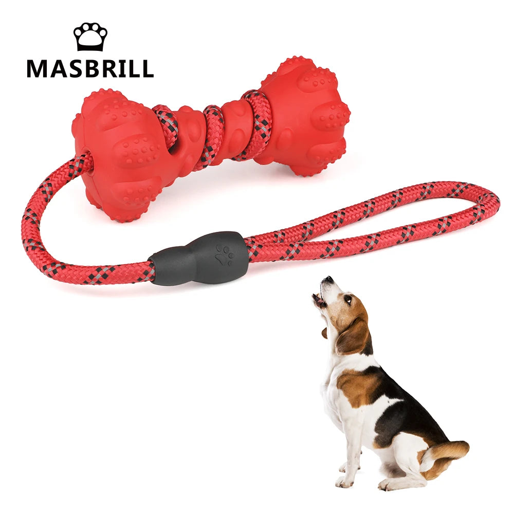 Dog Interactive Rubber Dumbbell Chewing Toy Tooth Cleaning Indestructible