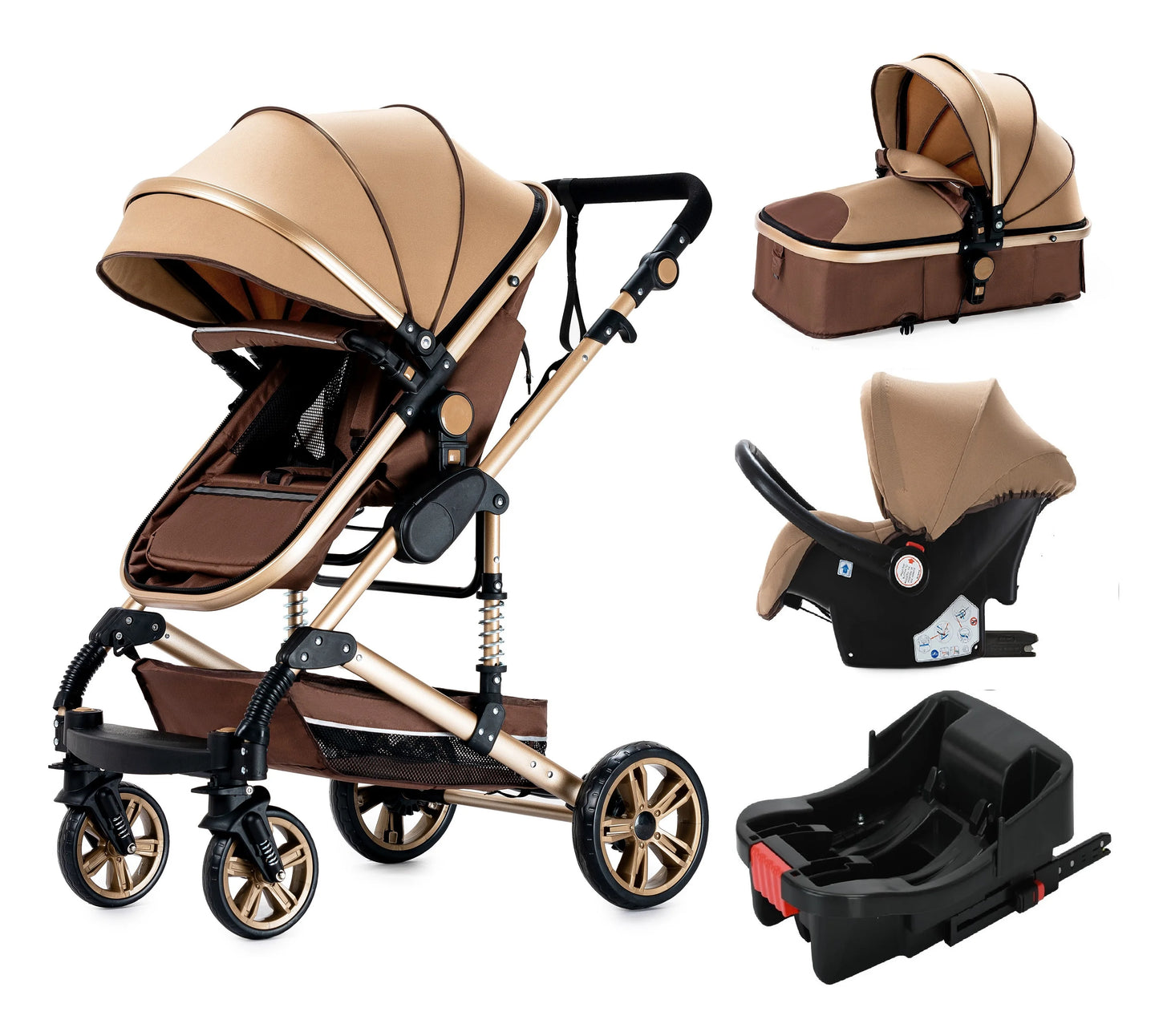 3 in 1 baby stroller carriage crib car safety seat with car base