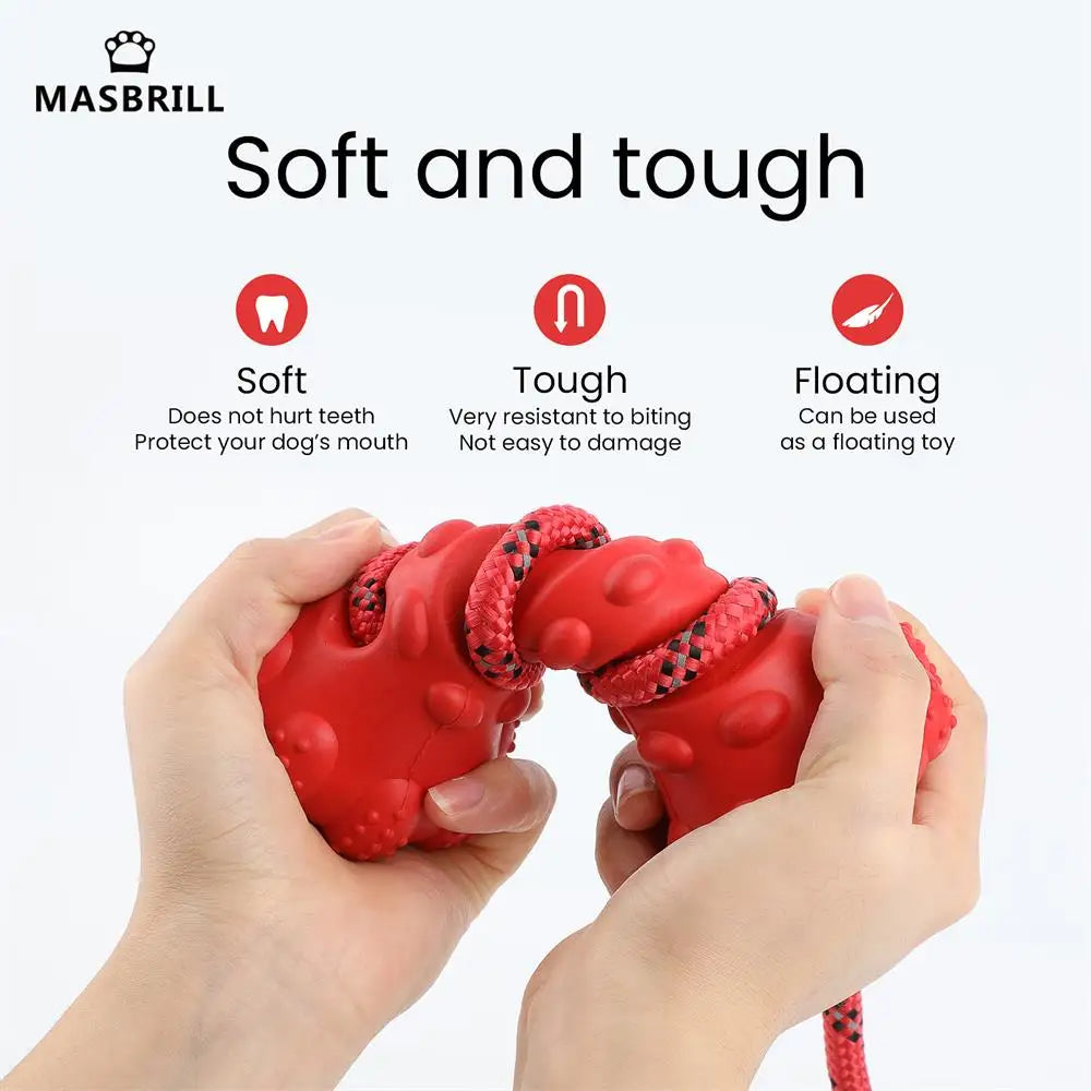 Dog Interactive Rubber Dumbbell Chewing Toy Tooth Cleaning Indestructible