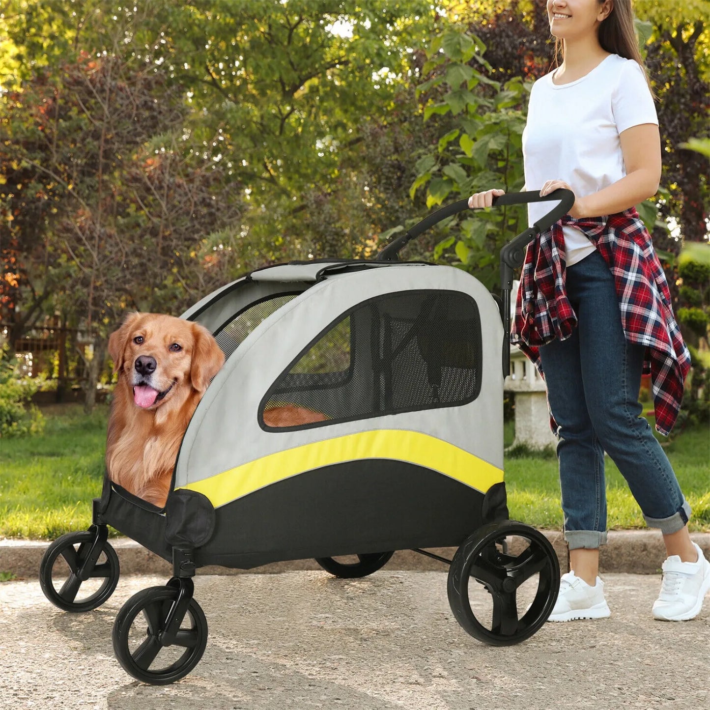 4-Wheeled Foldable Pet Stroller